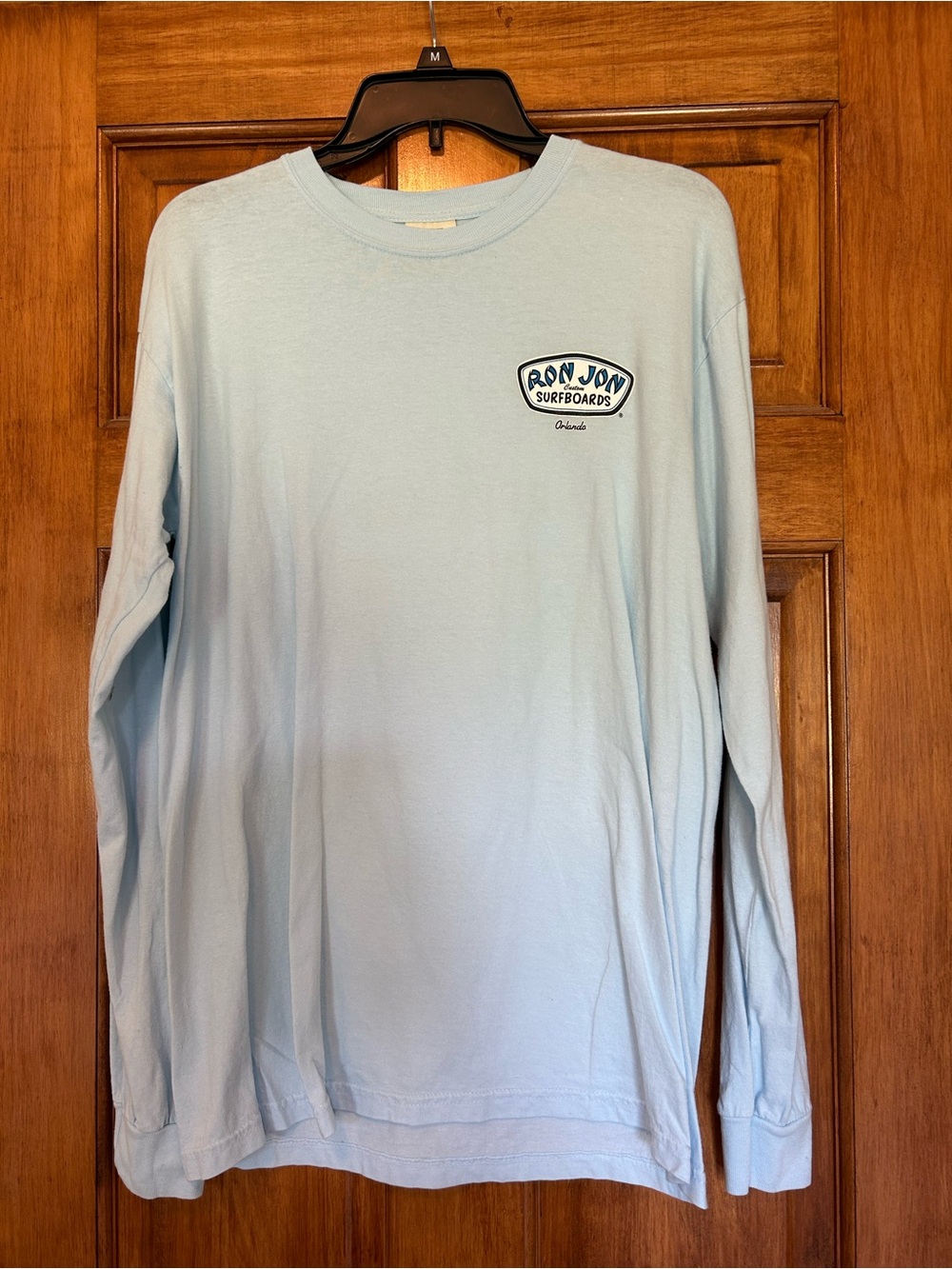 Comfort Colors Light Blue Long-Sleeve Crewneck Tee with Chest Logo